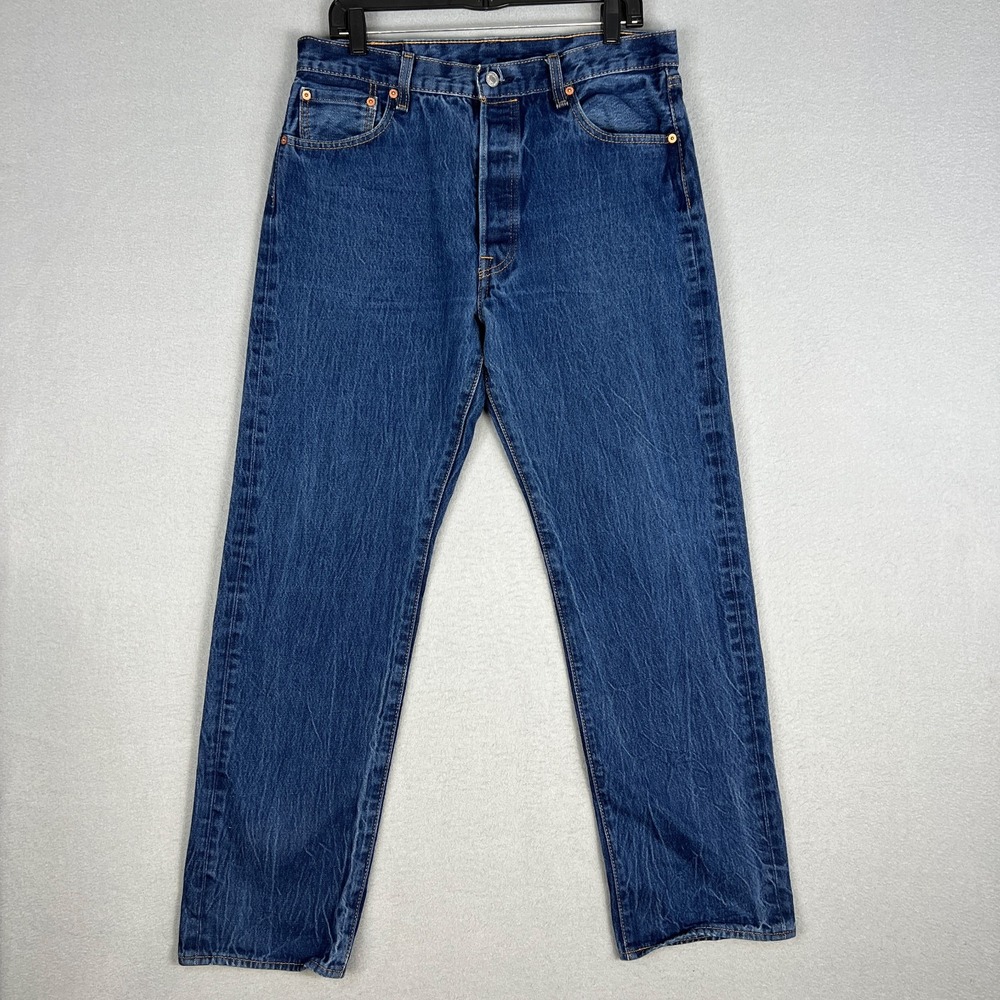 Levis 501 Jeans Mens 36x34 (Fit 34x30.5) Straight Leg Medium Wash Button Fly